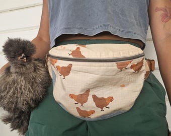 Chicken farm  Western girl adult bum bag fanny pack denim bag purse