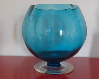 Empoli 1960s Italian Teal Blue Art Glass