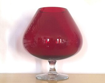 Empoli 1960s Italian Red Art Glass