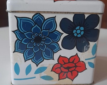 Vintage 1970s Floral Tin Box