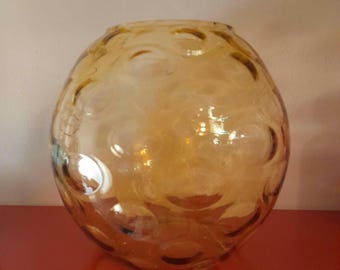Vintage Mid Century 1960s Amber Olives Borske Sklo Art Glass Vase
