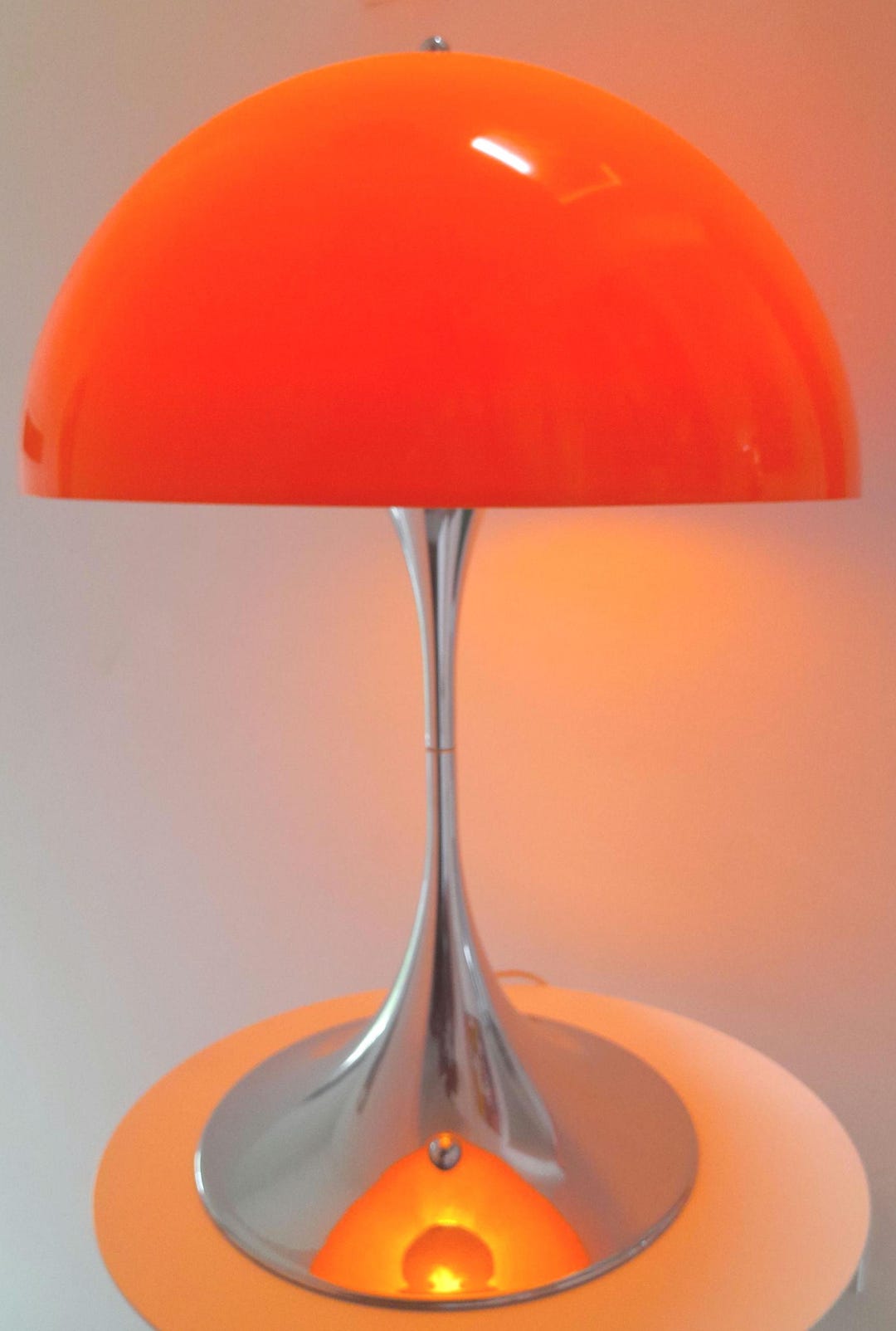 Vintage 1970s Verner Panton Orange and Chrome Lamp Space-age Mid