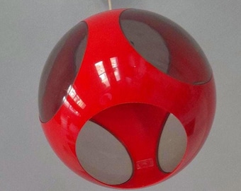 Vintage 1970 Red Space Age Ceiling Light by Massive (Luigi Colani)
