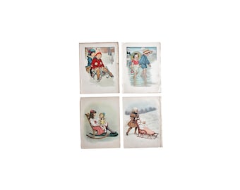 BOOK ILLUSTRATIONS (4): Antique Book Plates - 1912 Story Book - Antique Ephemera for Framing - Wall Art Prints