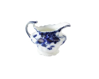 CREAMER: Vintage Flow Blue - English Maddock Pottery - Farmhouse Style China - 3.5" x 5.5"