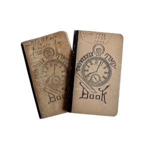 BOOKLETS:  (2) Antique Time Books - 1930&#39;s Historical Documents - Junk Journal - Art Supply - Scrapbooking - Collage
