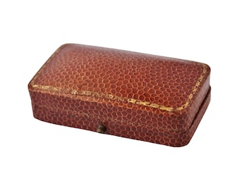 PRESENTATION BOX: Antique Leather Jewelry Box - German Gift Box - Automatic Open Brown Leather