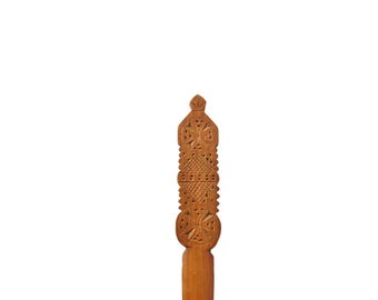 LETTER OPENER: Vintage Chip-Carved Letter Opener - Wooden Celtic Design - Sourced in UK