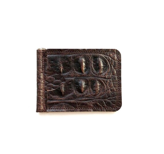 Slim Simple Money Clip Card Case Crocodile Embossed Etsy - image 0