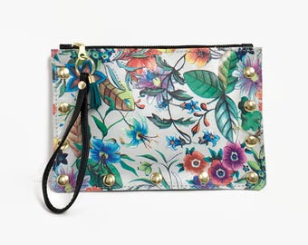 Wildflower clutch // leather floral wristlet // More Colors