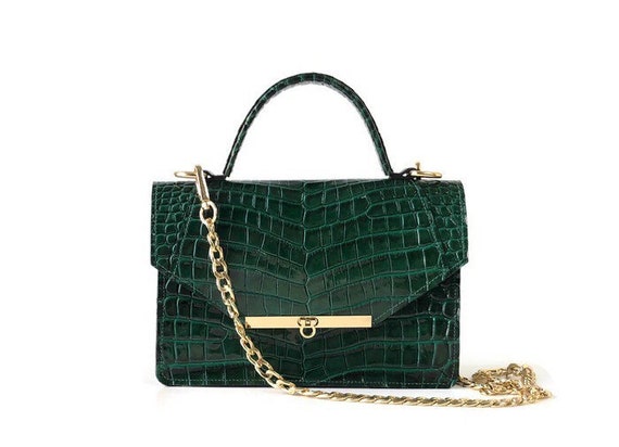 green croc handbag