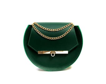 Loel mini military bee chain bag clutch in emerald green