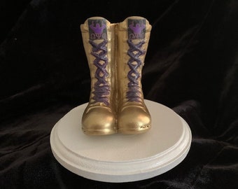 CUSTOM  - OMEGA PSI Fraternity Gold Boots Cake Topper - Graduation, Birthday, Retirement Party