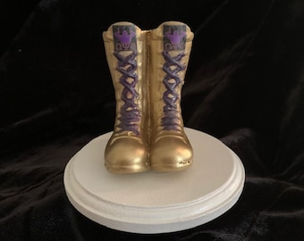 CUSTOM  - OMEGA PSI Fraternity Gold Boots Cake Topper - Graduation, Birthday, Retirement Party