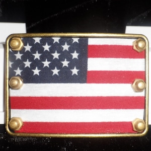 American Flag, Patriotic Men's or Women's Brass Belt Buckle Large, 3.5 Across. Handmade. Great gift image 1