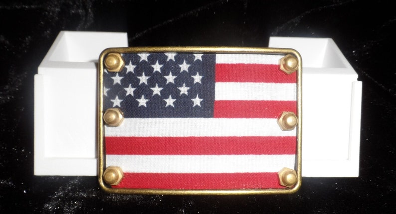 American Flag, Patriotic Men's or Women's Brass Belt Buckle Large, 3.5 Across. Handmade. Great gift image 1