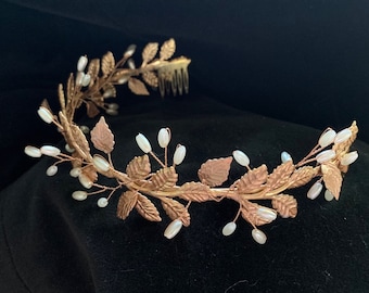 STUNNING Handmade Rose Gold "Lila" Tiara Floral Headpiece - Each is unique and encrusted with Swarovski crystals, beads and pearls.