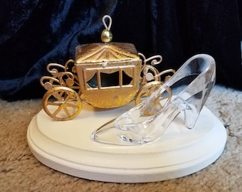Cinderella Disney Carriage and "Glass" Slipper High Heel Cake Topper  - Perfect for a Bridal Shower, Birthday, Quinceañera, Wedding Cake!