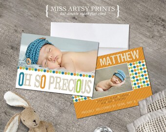 Birth Baby Announcement Photo Card 5x7 Printable or Professional Printing