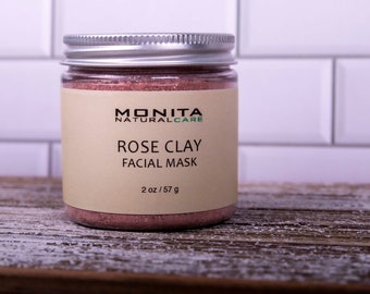 Rose Clay Facial Mask, Nourishing Mask, Exfoliating Mask, Cleansing Mask, Natural Dry Clay Mask, Face Mask, Mother's Day Gift, Gift For Her