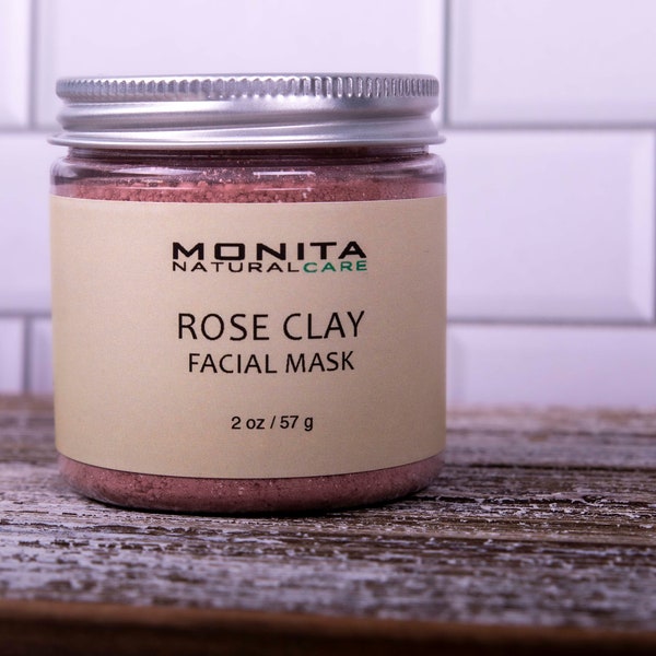 Rose Clay Facial Mask, Nourishing Mask, Exfoliating Mask, Cleansing Mask, Natural Dry Clay Mask, Face Mask, Mother's Day Gift, Gift For Her