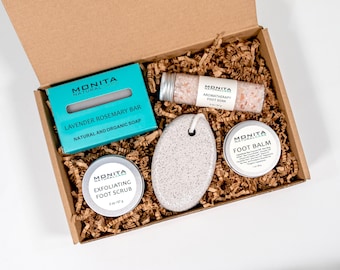 Set de regalo vegano para el cuidado de los pies: bálsamo, exfoliante, baño y jabón orgánicos, regalo para el Día de la Madre