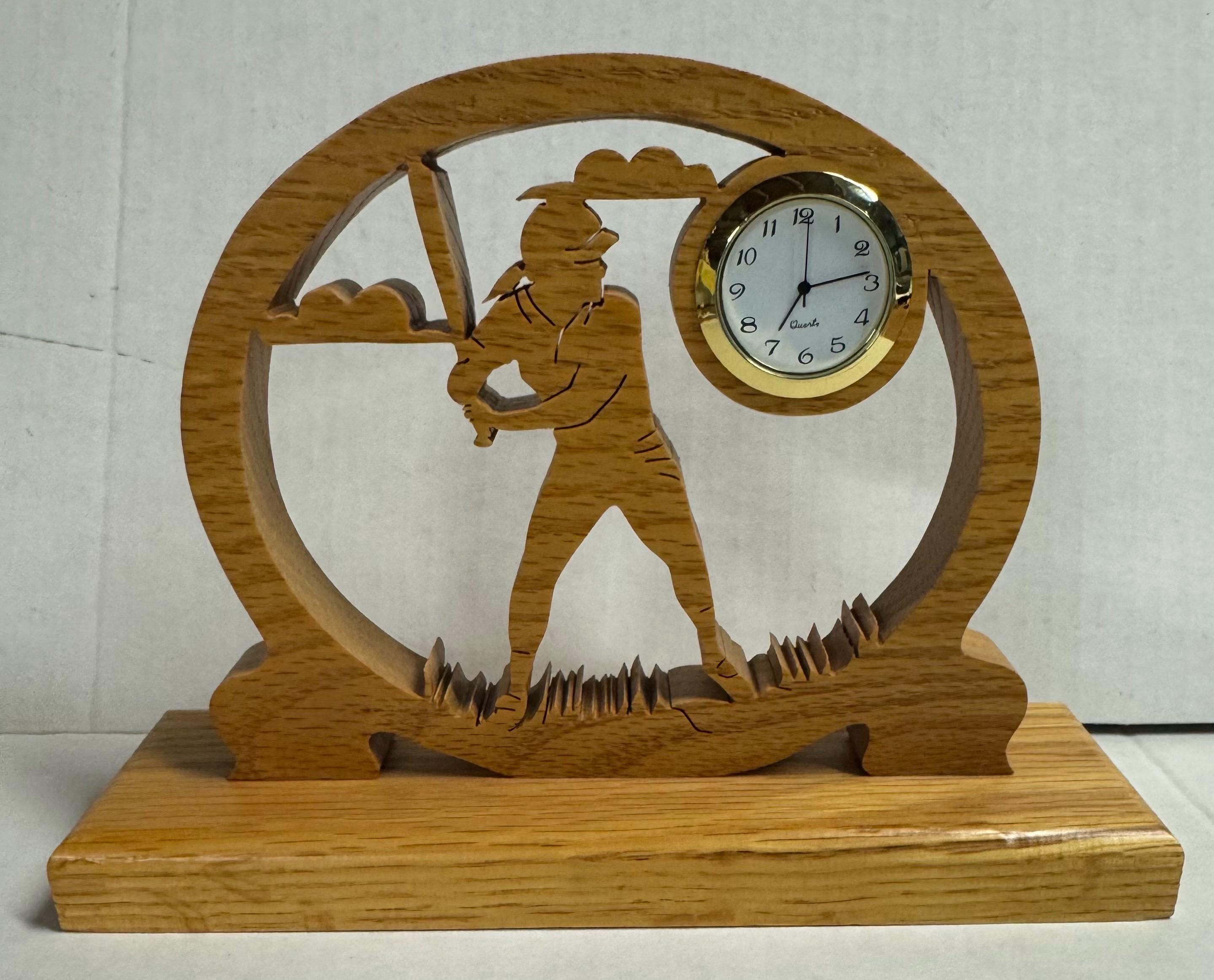 Girl Batter Softball Player Desk Clock Scroll Saw Cut - Etsy