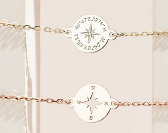 Coordinate Bracelet, Coordinates Jewelry, GPS Latitude Longitude Bracelet