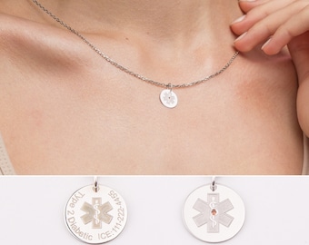 Medical Alert Necklace Women, Medical ID Necklace, Medical Alert Charm