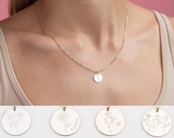 Combined Birth Flower Necklace, Two Birth Flower Necklace, Floral Jewelry