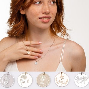 Birth Month Flower Necklace, Personalized Birthflower Necklace, Birth Flower Jewelry
