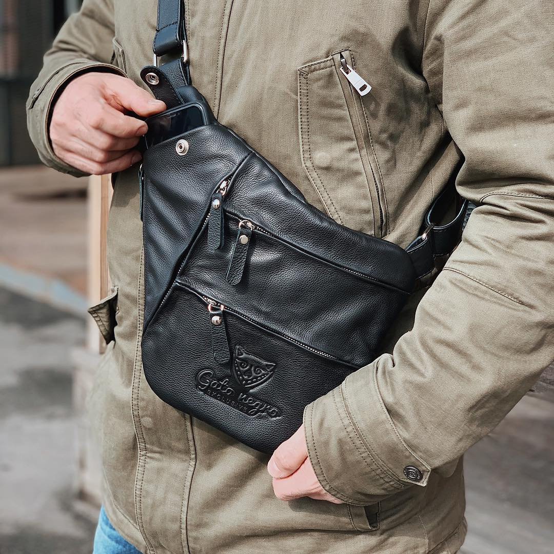 Crossbody Sling Bag
 Leather Sling bag mens crossbody bag personalized chest bag