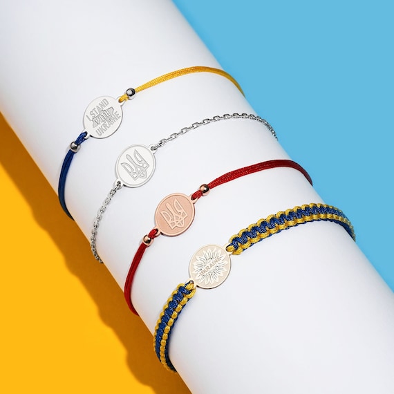 Ukraine Bracelet With Ukrainian Tryzub Ukrainian Trident Etsy