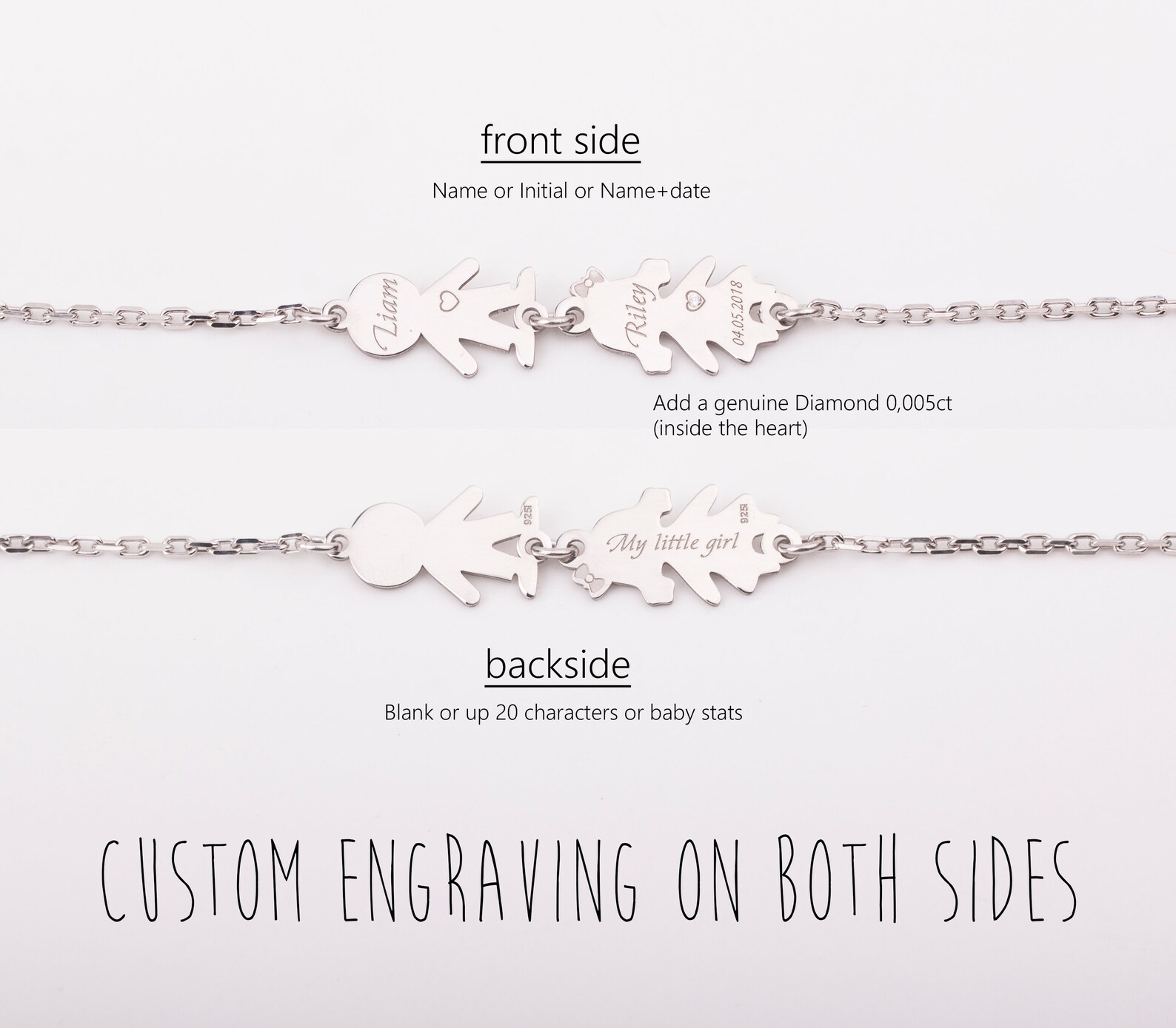 Mom Bracelet with Kids Names Mother Bracelet with Kid Initial Etsy