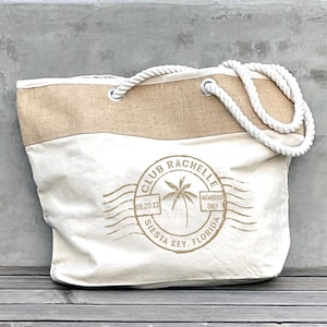 Personalized Bachelorette Beach Tote Bag: Custom Bridal Party Gift