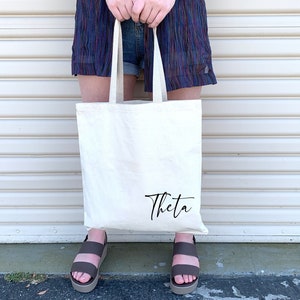 Medium canvas tote bag for Kappa Alpha Theta sorority with a cute nickname design