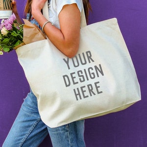 Personalized Custom Printed Large Tote Bag, Your Design Digitally Printed on a Cotton Canvas Tote Reusable Tote Bag Bride Tote Bag