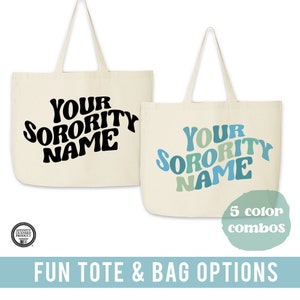Custom Sorority Tote Bag Gift Rush Initiation Bid Day Big Little Gift Custom Name Sorority Gift College Tote Bag Personalized Gift For Her
