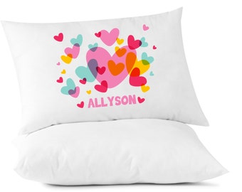 Colorful Hearts Personalized with Name, Love Hearts, Personalized Gift for a Valentine's Day Gift, Personalized Pillow