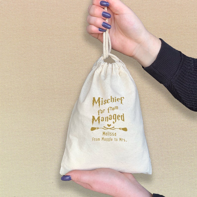 Mischief Far From Managed Goodie Bag for Bachelorette Party, Personalized Mini Favor Bag for Bach Party, From Muggle to Mrs.Party Favor image 4
