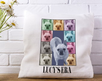 Customized In My Era Throw Pillow Cover, Personalize an Eras Tour Inspired Photo Collage of a Dog, Cat, or People on a Throw Pillow Cover