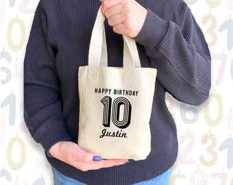 Retro Birthday Party Bag Personalized with Name and Birthday, Custom Party Favor Bag, Personalized Bag for Party Favors, Birthday Goodie Bag