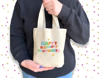 Retro Birthday Party Favor Bag: Personalized Mod Font Tote