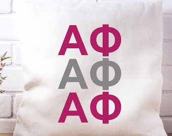 Greek Letter Throw Pillow Cover for Sorority Room Decor, Dorm Accent Pillow Cover, Cotton Throw Pillow Covers for Greek Gifts, Bid Day Gift