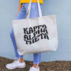 Quality Sorority Tote with Chic Black Mod Letters - Big Size, Big Style! Perfect Greek Gift and Big Little Reveal, Cute Sorority Merch