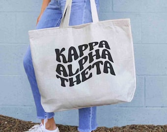 Quality Sorority Tote with Chic Black Mod Letters - Big Size, Big Style! Perfect Greek Gift and Big Little Reveal, Cute Sorority Merch