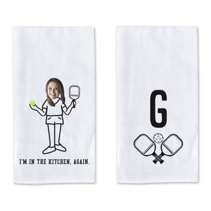 Gift for Pickleball Lover, Funny Set of 2 Custom Kitchen Towels, Personalized Dish Towel for Women, Fun and Cute Gift For Pickleball Player image 2