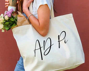 Sorority Large Canvas Tote Bag, Fun Sorority Tote Bag with Nicknames, Big and Little Gift Idea or Chapter Order Tote Bag, Bid Day Tote