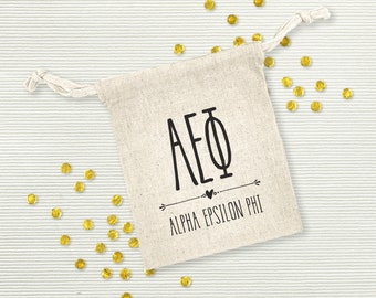 Mini Gift or Party Favor Bag for Sororities, Greek Letter Design Printed on the Bag