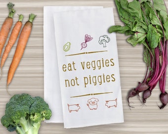 Funny Vegan Dish Towel With Humorous Saying, Funny Gift for the Kitchen, Fun Gift for Best Friend, Vegan Friend Gift Idea